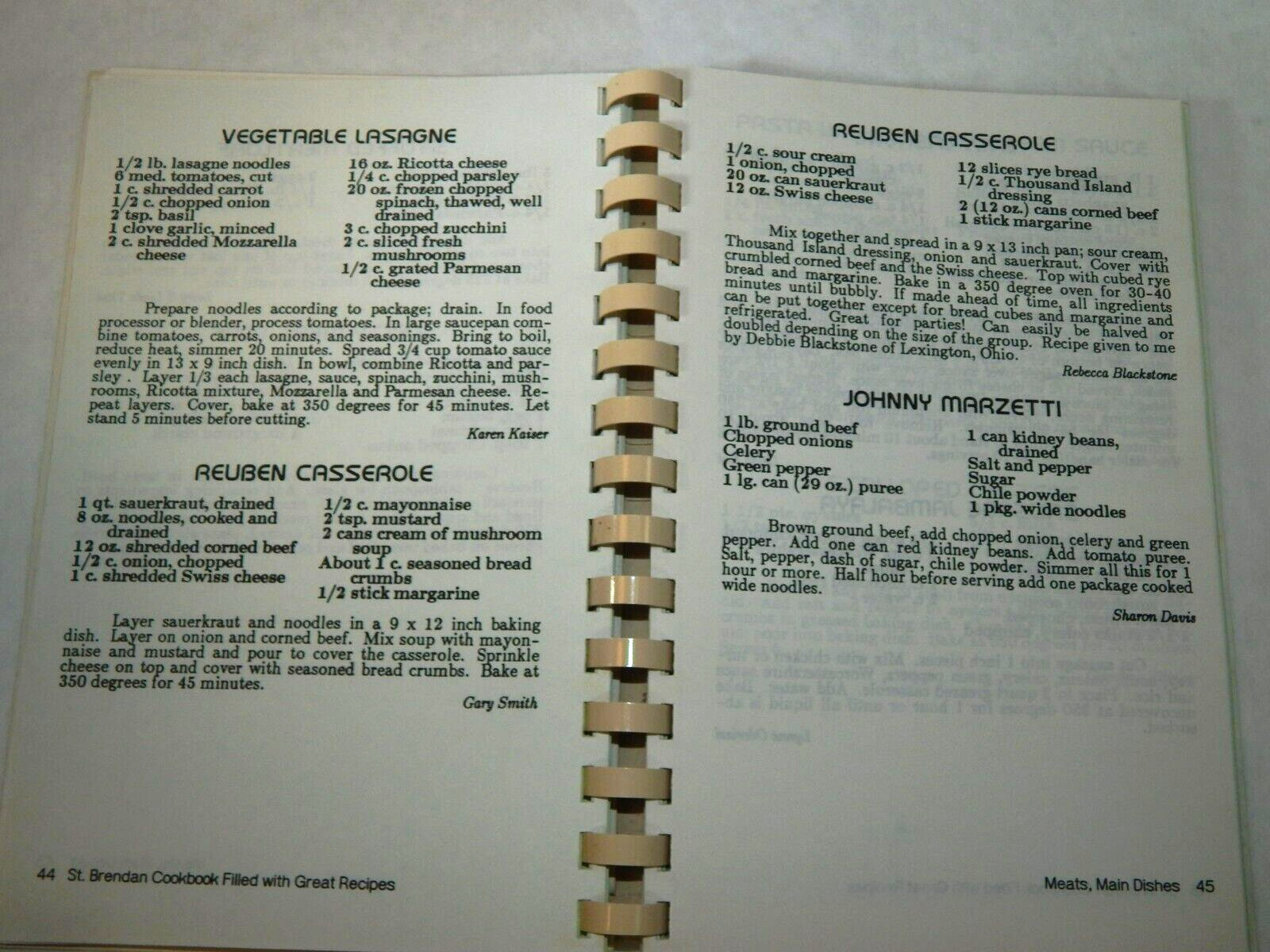 Vintage Saint Brendan Catholic Church Recipes Cookbook, Hilliard, Ohio 1992