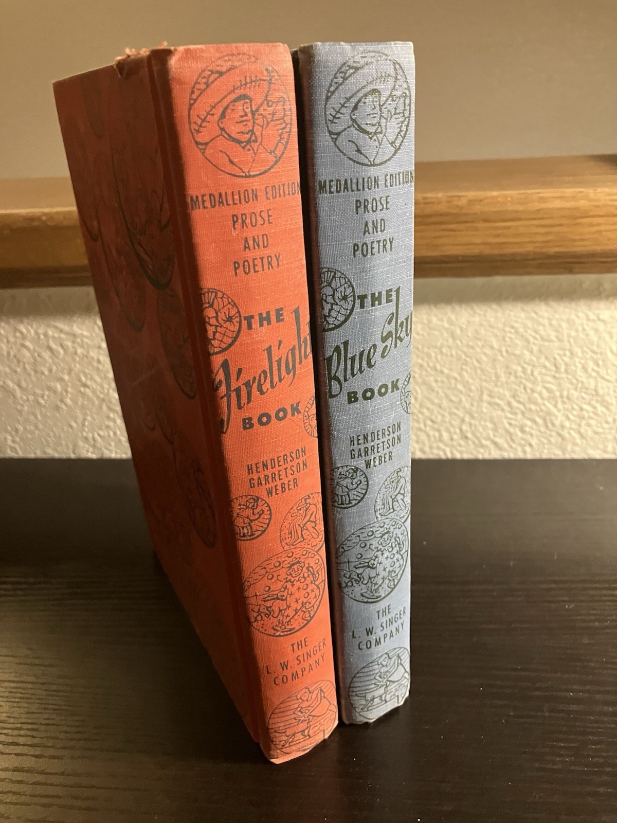 Prose and Poetry Medallion Editions, 1953 HC, Two book set -Blue Sky & Firelight