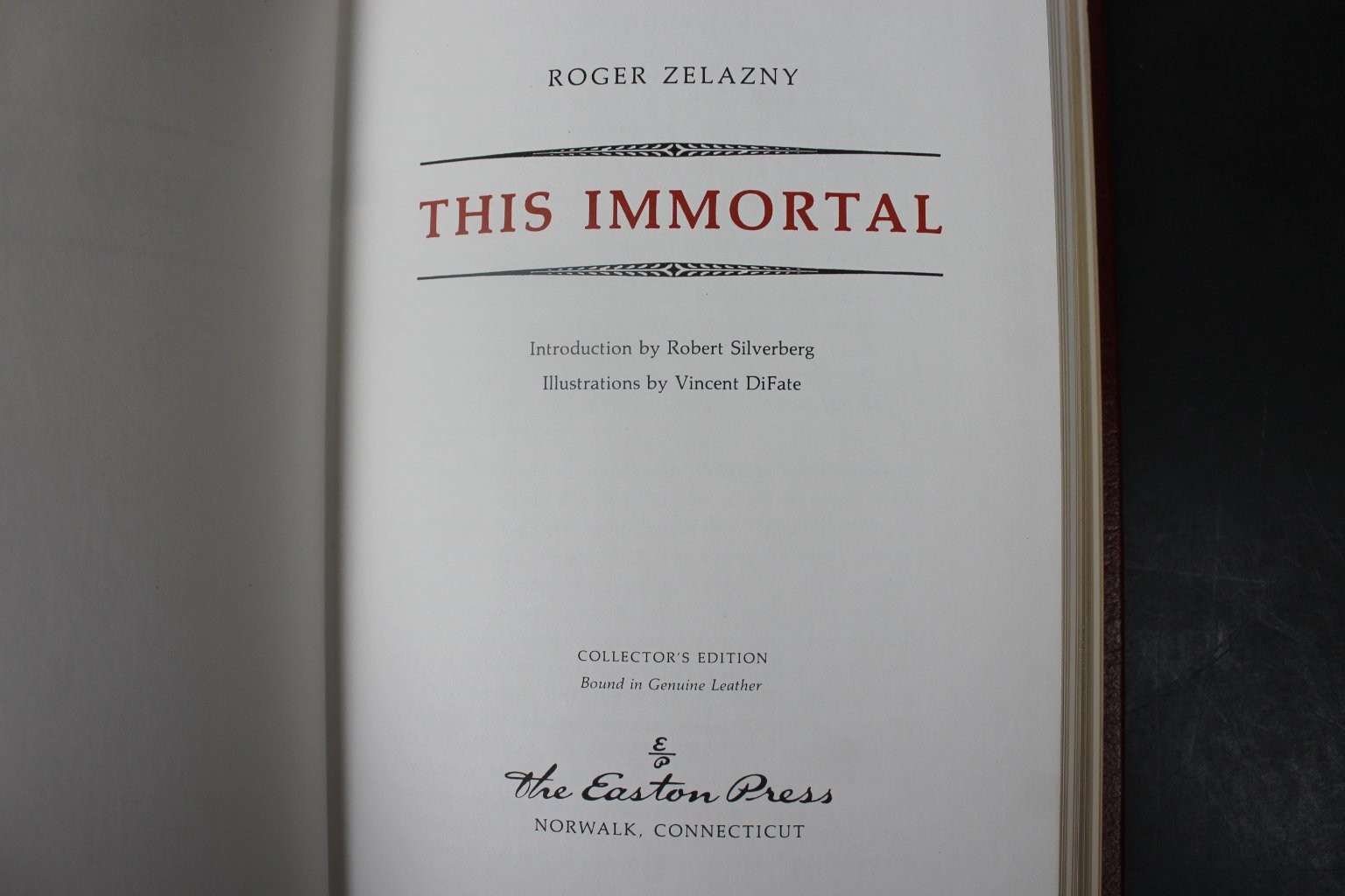 This Immortal Roger Zelazny 1986 Collector’s Edition Leather Easton Press SciFi