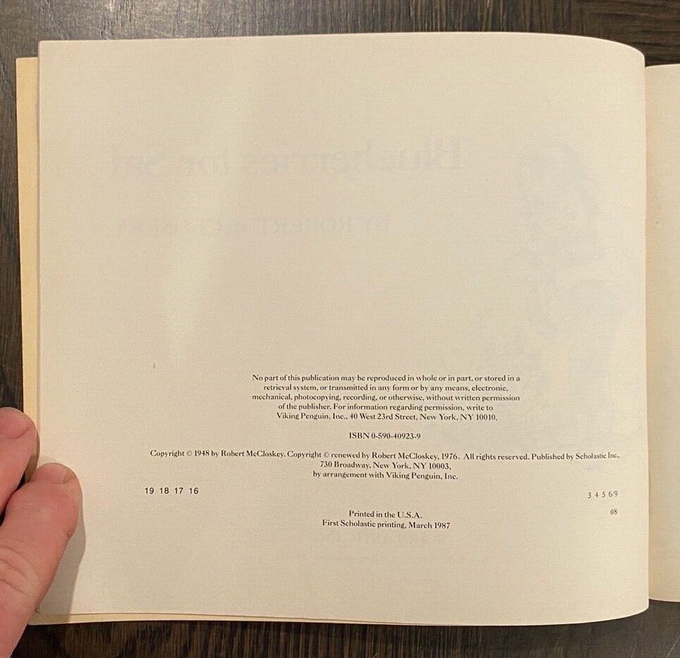 VINTAGE: Blueberries for Sal by Robert McCloskey1987 Printing PB