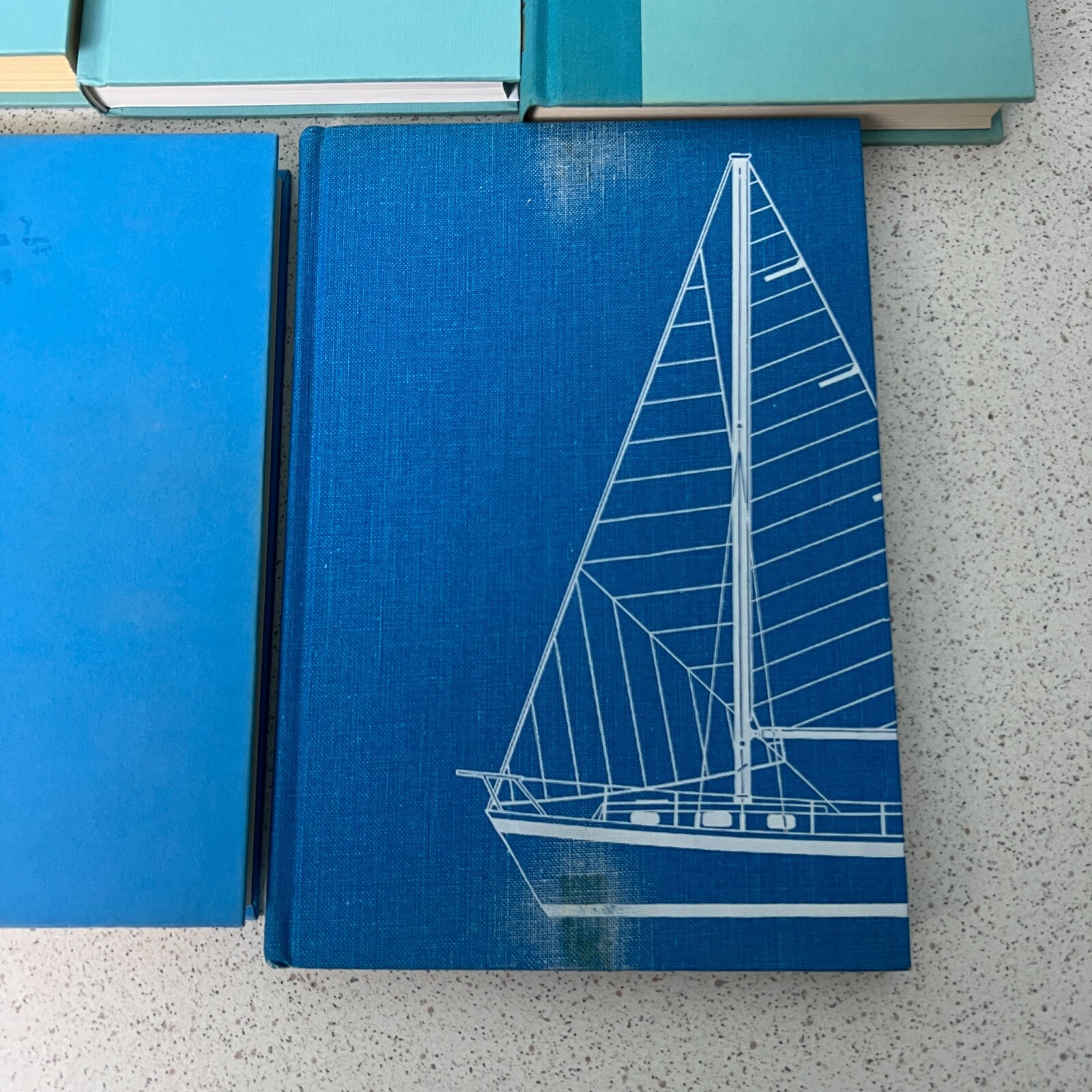 Lot of 5 Blue Aqua Shades Hardback Books Staging Decor Crafts Props Display