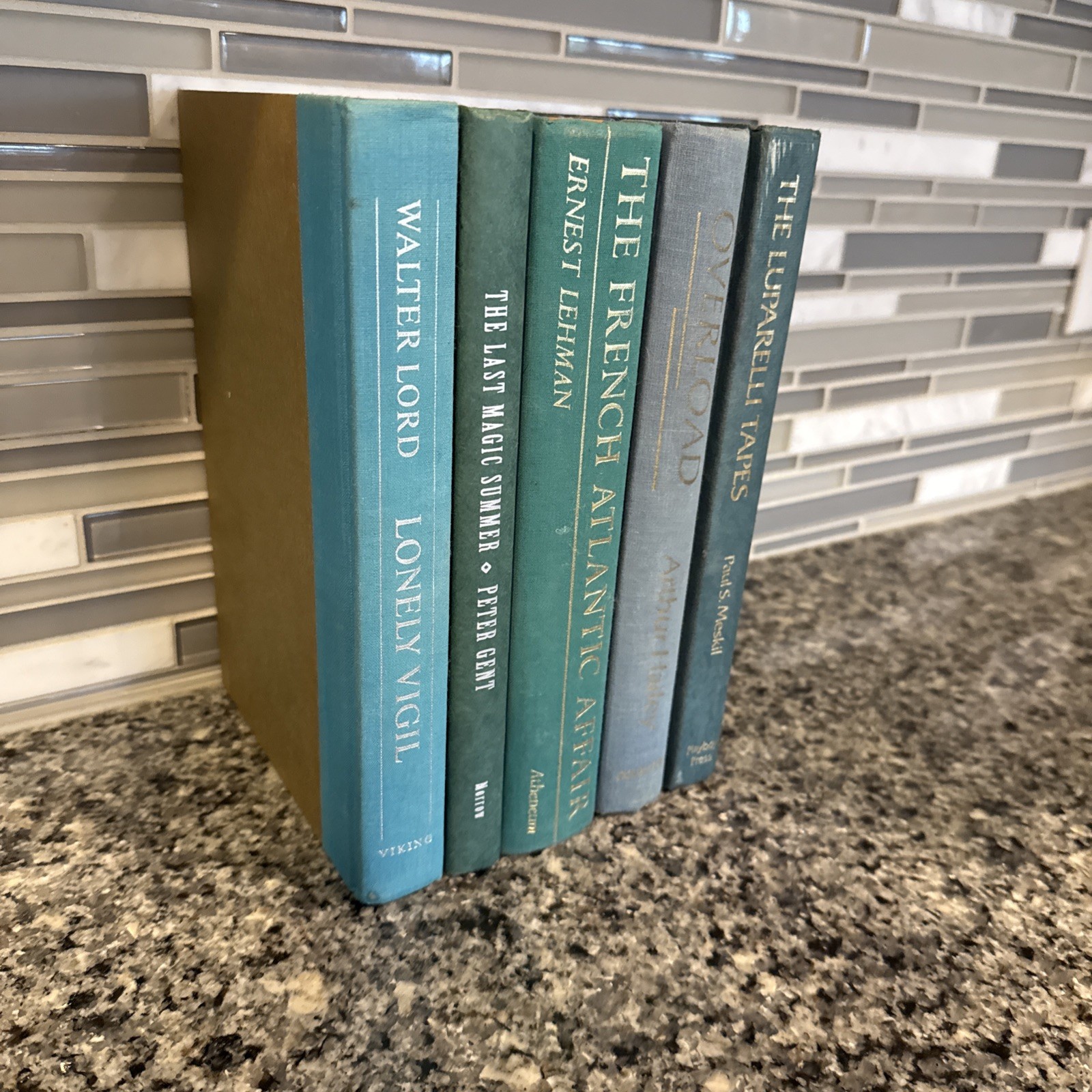 Vintage Decorative Book Lot of 5 📚 Green Aqua Spines Atlantic Affair Deco Shelf