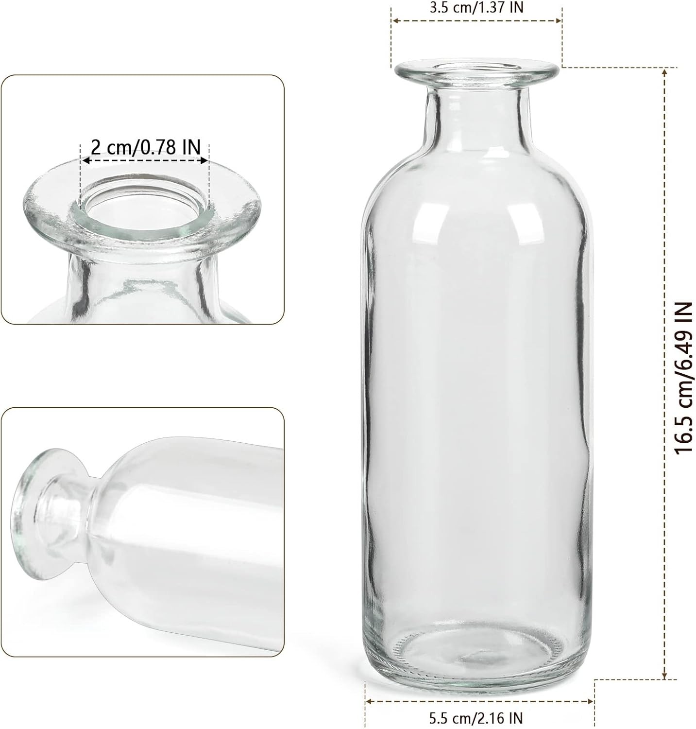 Clear Glass Bud Vase, 20 Pack 8 Oz Living Vases, Small Vases for