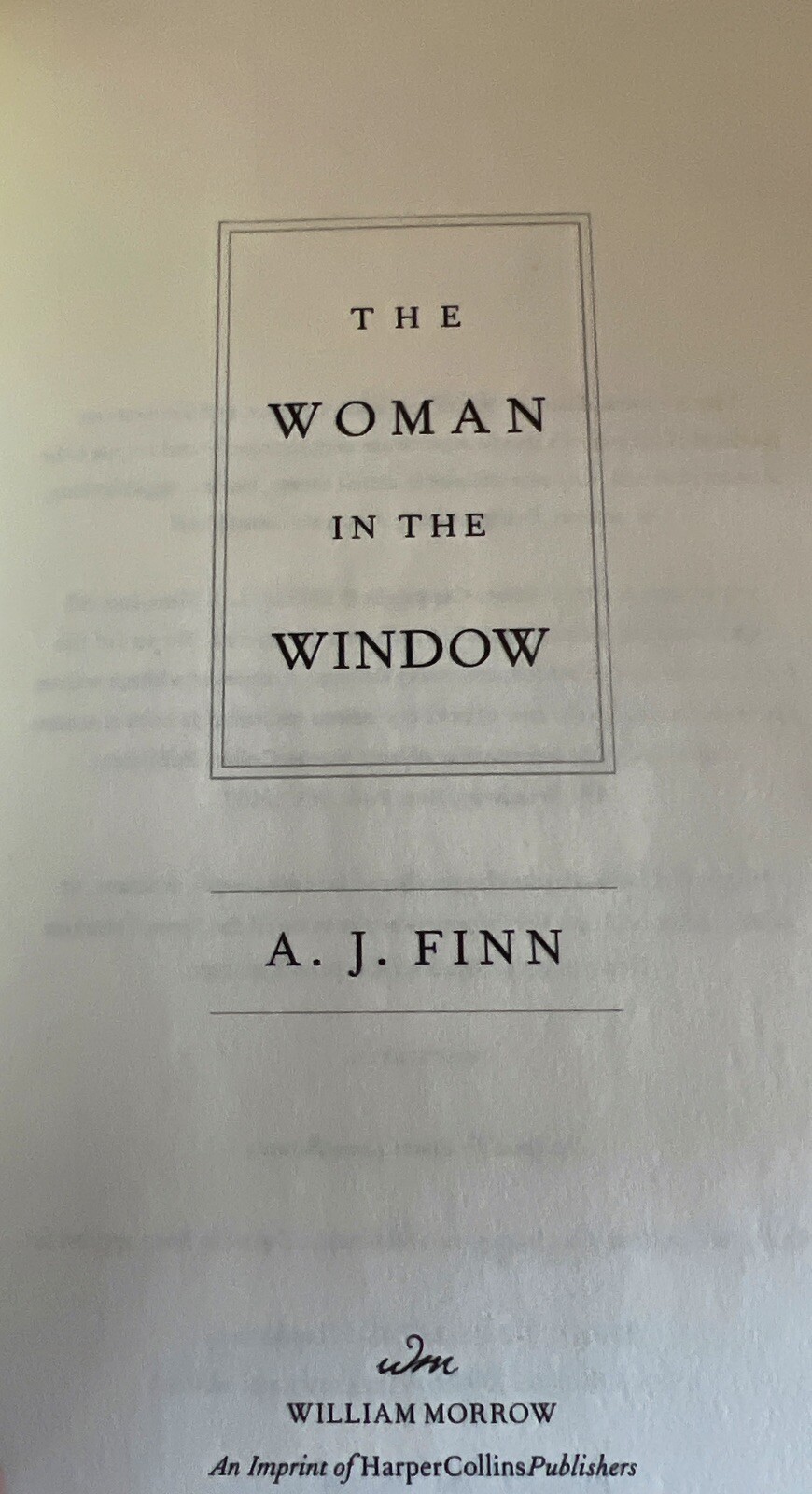 The Woman in the Window by A. J. Finn (Signed, 1st Edition, Hardcover)