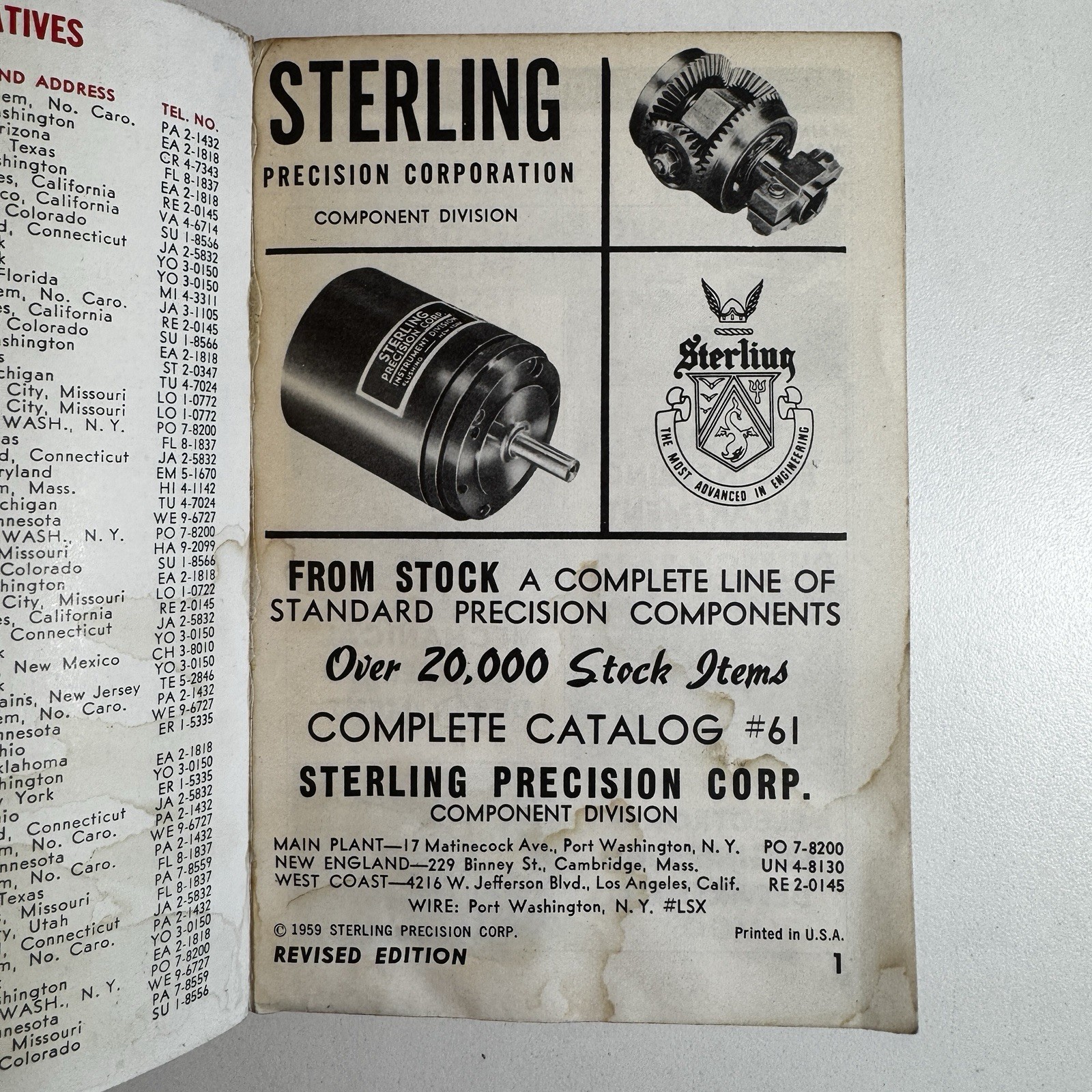 1959 Sterling Precision Complete Catalog #61, 4×6 512 pages gearing electronic