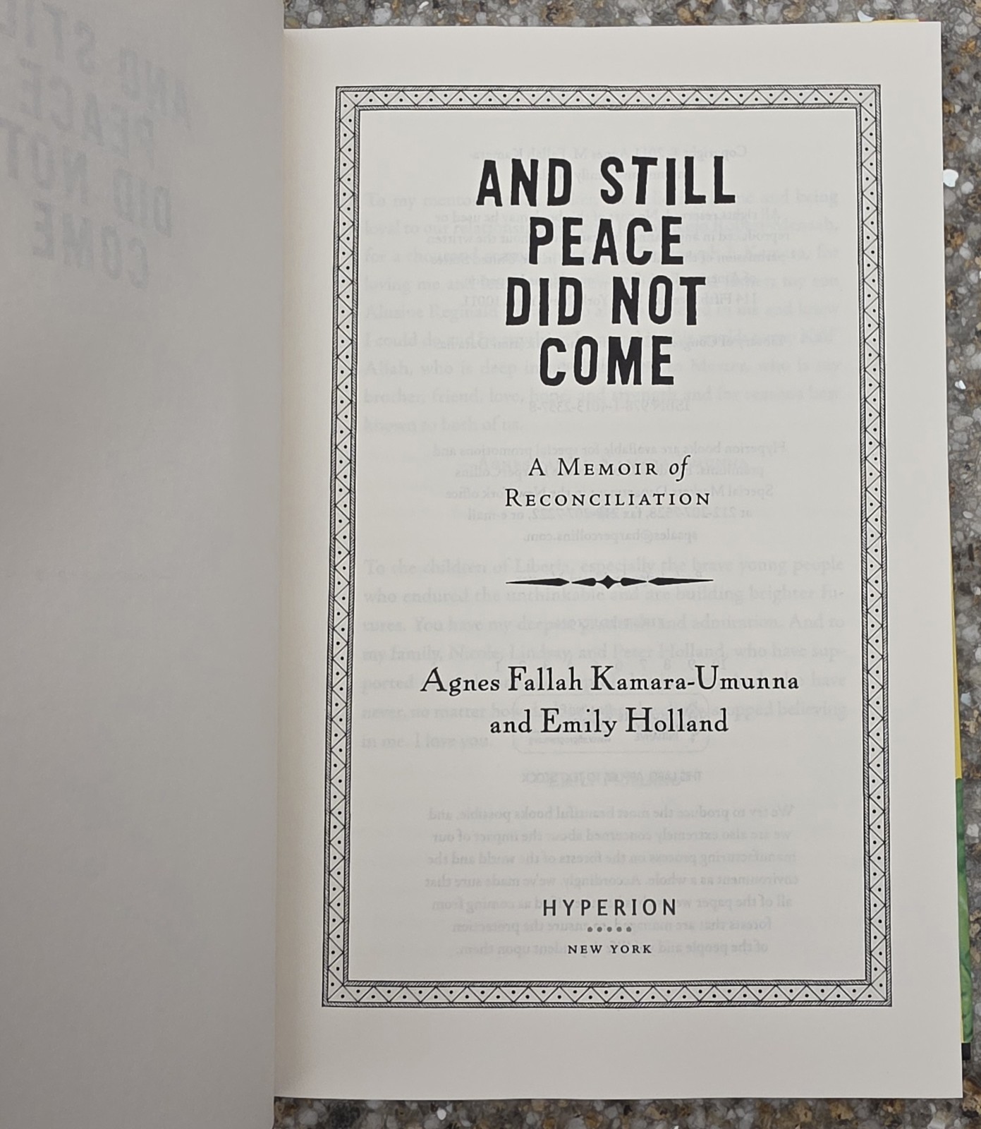 And Still Peace Did Not Come Agnes Fallah Kamara-Umunna Memoir 1st Ed Hardcover