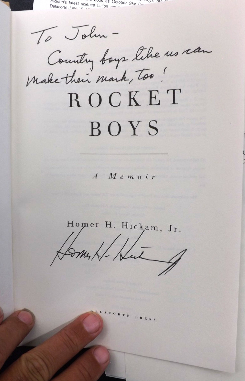 HOMER HICKAM SIGNED 3X LOT ROCKET BOYS 1998 FE BACK TO THE MOON NASA PROGRAM