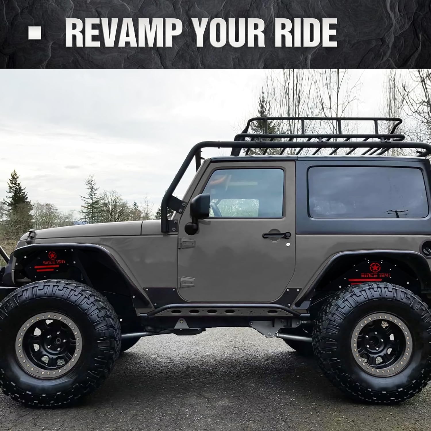 Front & Rear Inner Fender Liners Compatible with 2007-2018 Jeep Wrangler JK &…