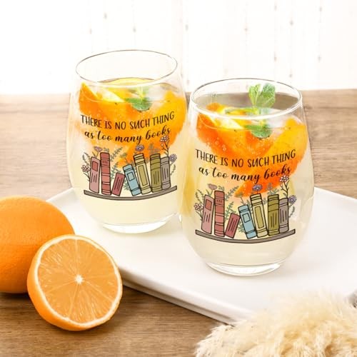Gifts for Women, Book Lover Wine Glasses 17oz, Gifts for Readers Book Lovers