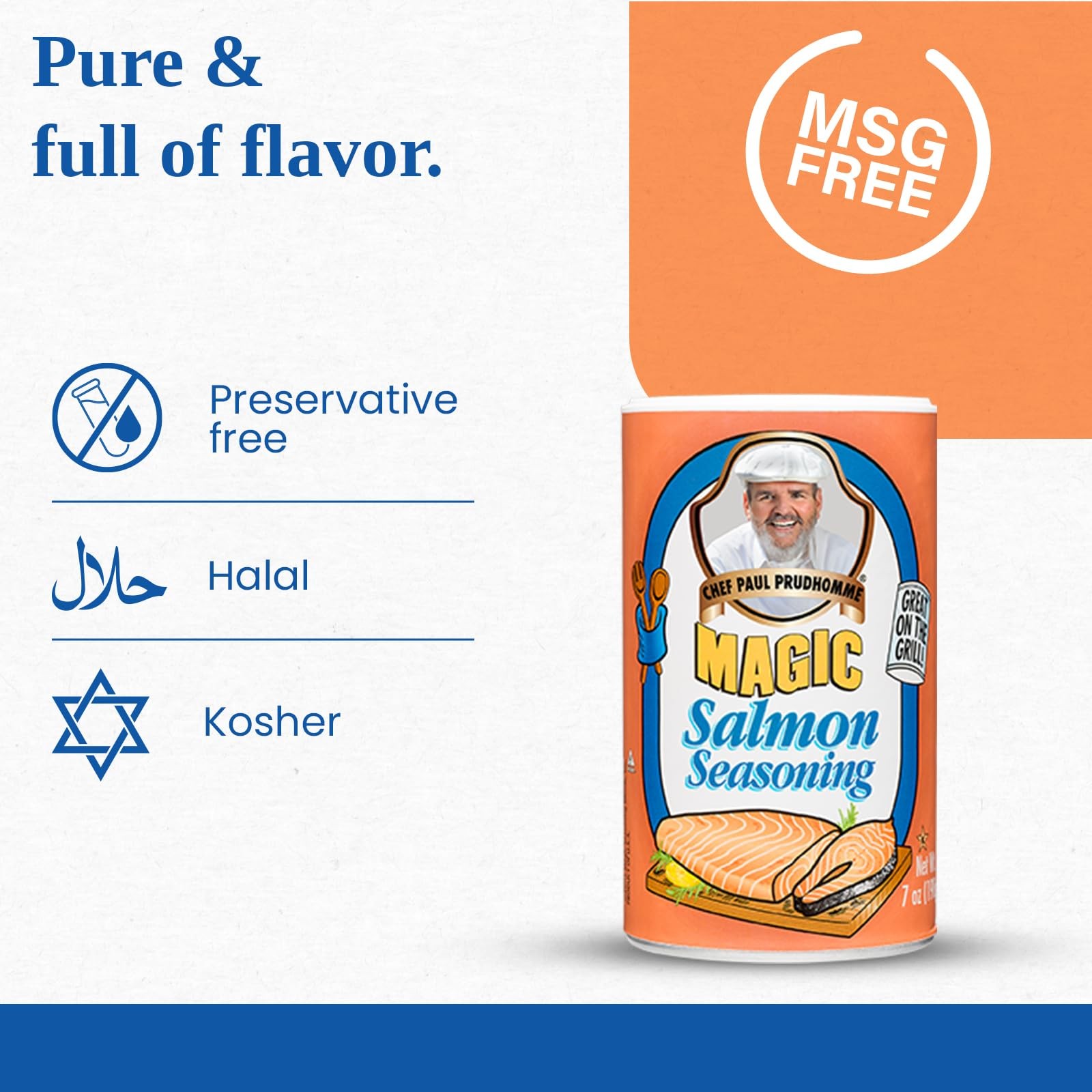 Chef Paul Salmon Magic Seasoning, 7 oz, Pack of 6
