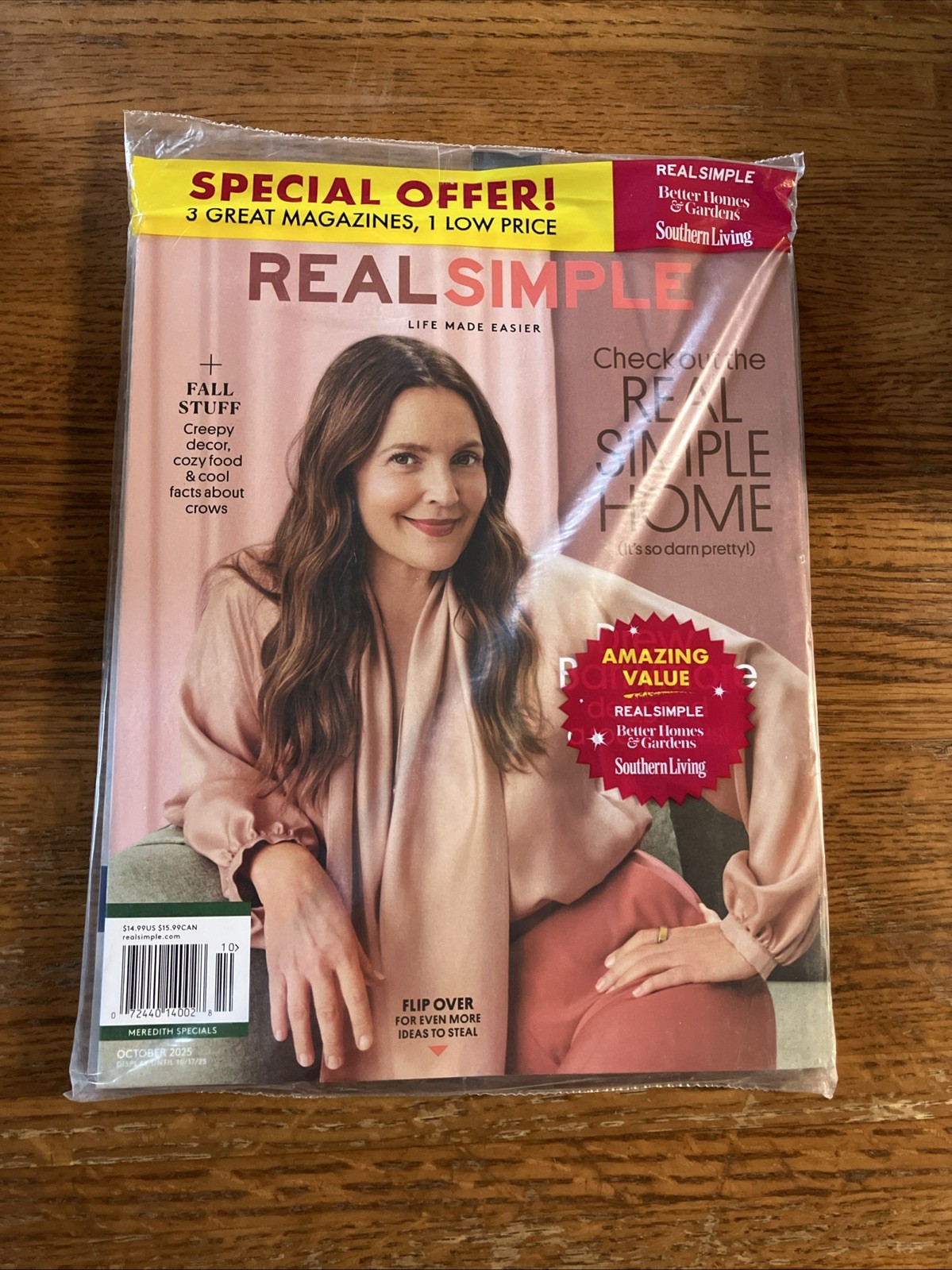 Real Simple October 2025 Drew Barrymore 3 Pack Magazine Southern Living & More –