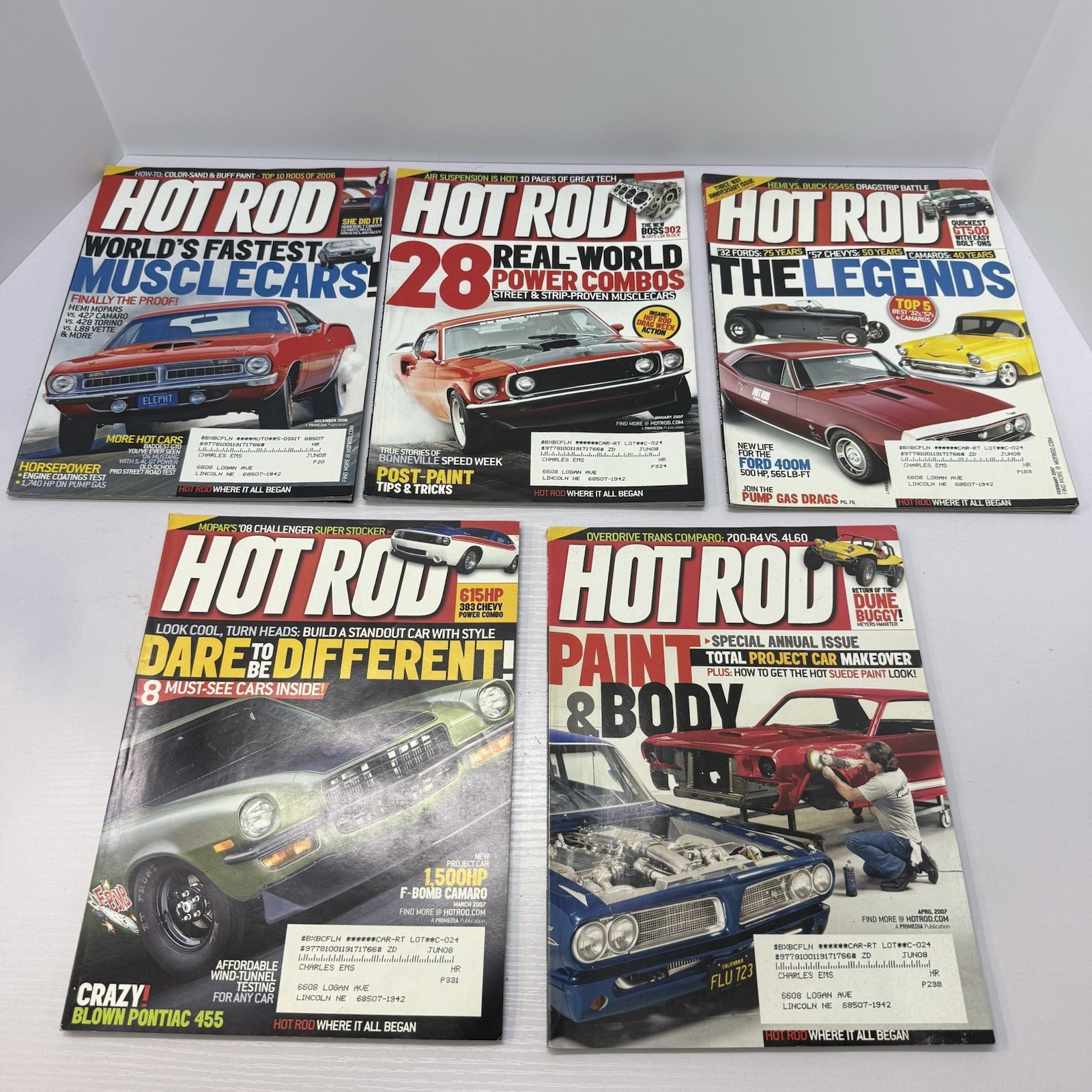 10 Hot Rod Magazine Lot Dec. 06-Aug 07 & Oct 07 + 2 Catalogs