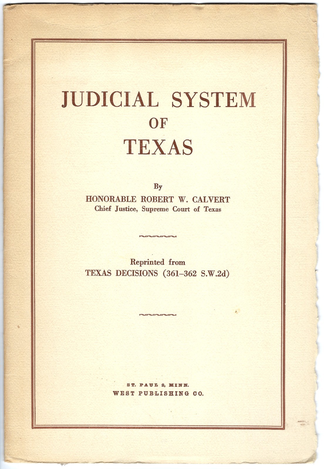 Judicial System of Texas, reprint 1963
