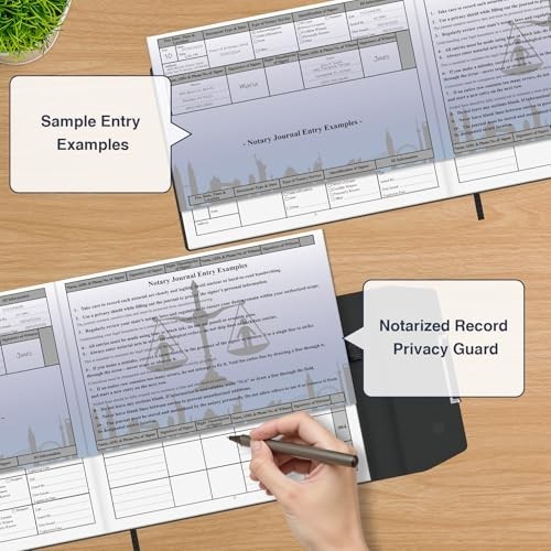 Notary Journal Log Book – Hardcover with 485 Entries, Privacy Guard, 200 Pages,