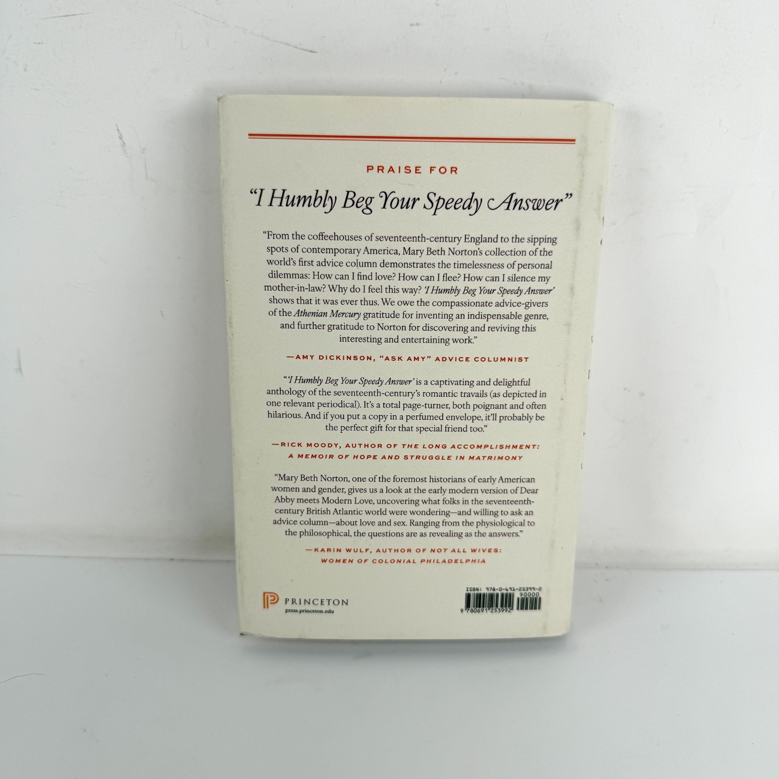 “I Humbly Beg Your Speedy Answer”: Letters on Love – Mary Beth Norton – hardback