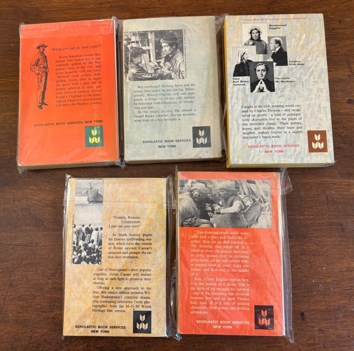 5 Scholastic movie tie-in paperbacks 1960s VG or better Kim-Julius Caesar etc