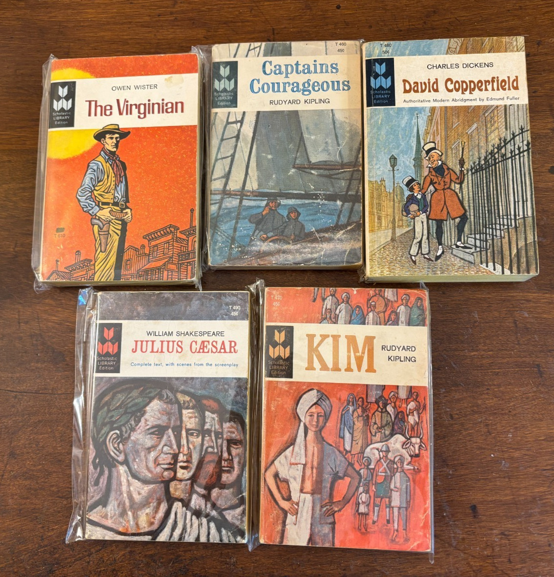 5 Scholastic movie tie-in paperbacks 1960s VG or better Kim-Julius Caesar etc