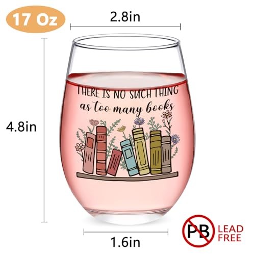 Gifts for Women, Book Lover Wine Glasses 17oz, Gifts for Readers Book Lovers