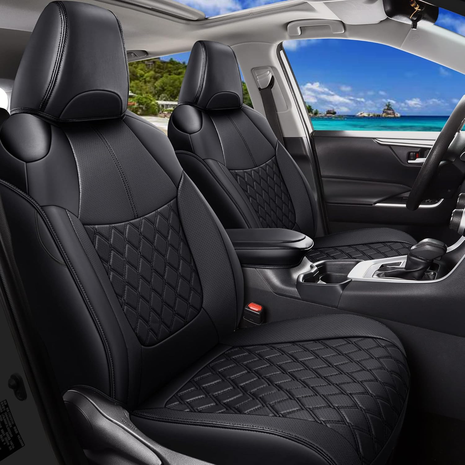 Custom Fit RAV4 Car Seat Covers Full Set, Waterproof Front&Rear Seat Cushion Fit