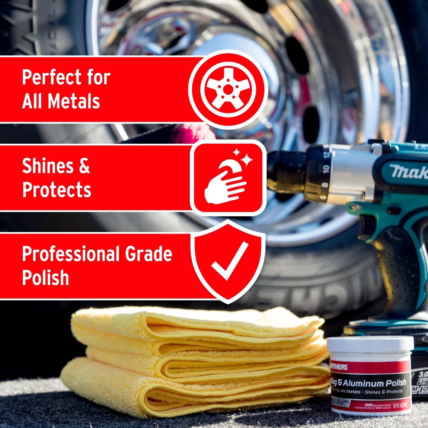 Mag & Aluminum Polish 5 oz Brilliant Shine for Uncoated Metals & Wheels