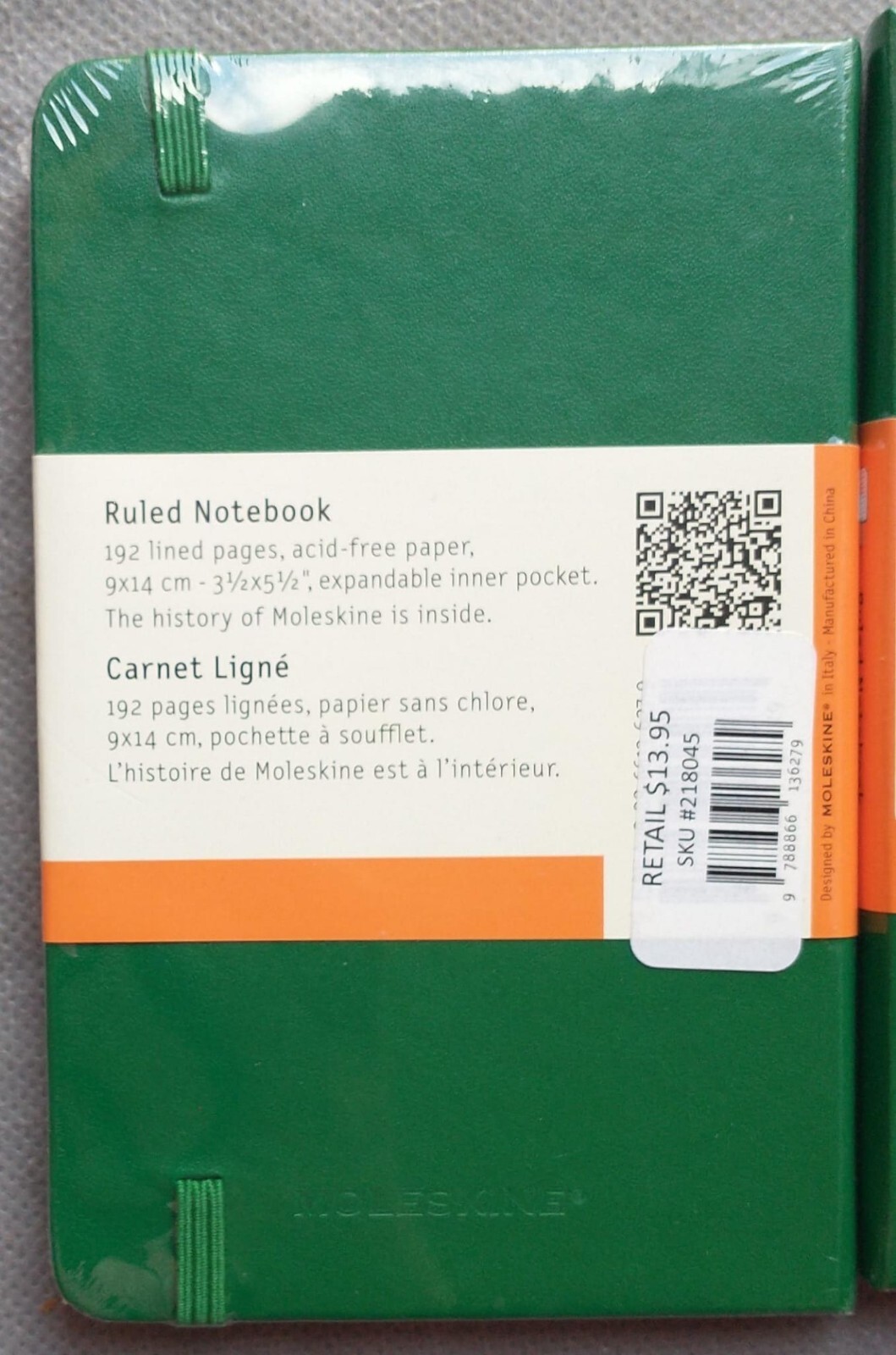 2 Moleskine Classic Notebook Small Size Ruled Green 192 Pages Ea 5.6 X 3.6 in
