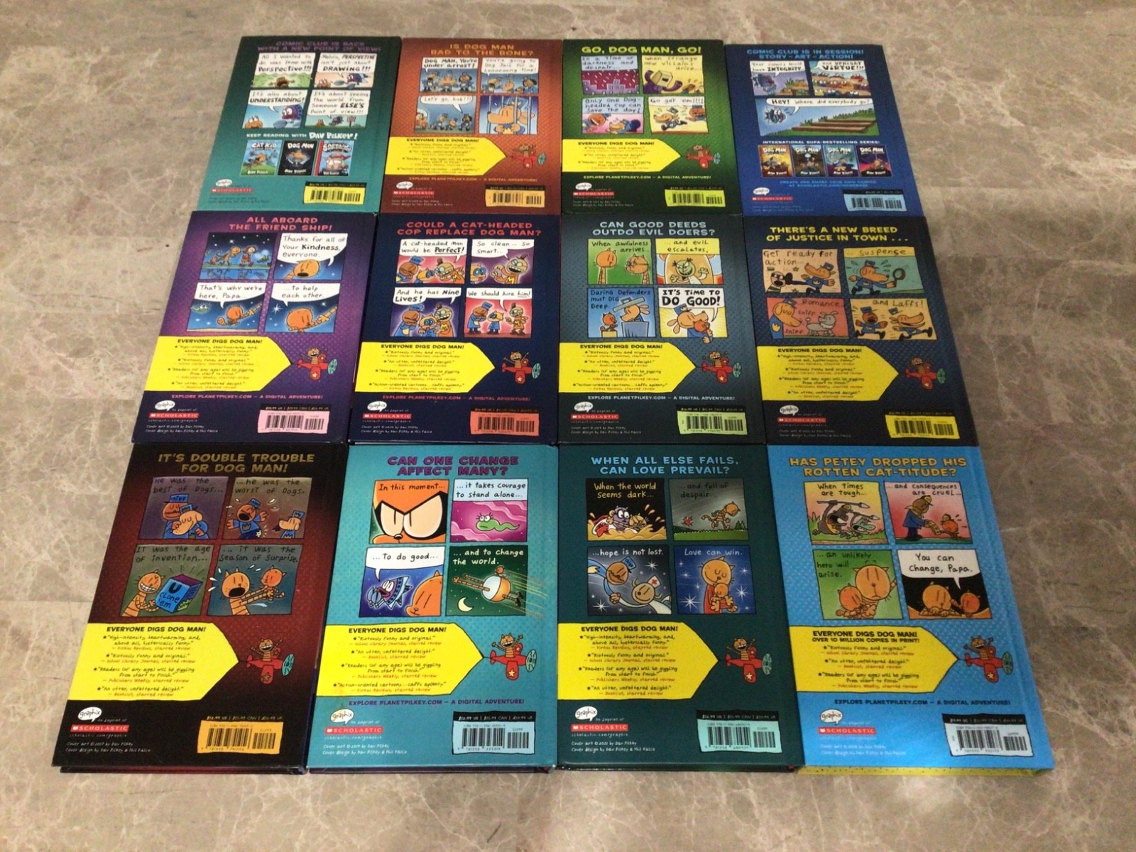 Lot Of 12 Dog Man & Cat Kid Dav Pilkey Hardcover Books
