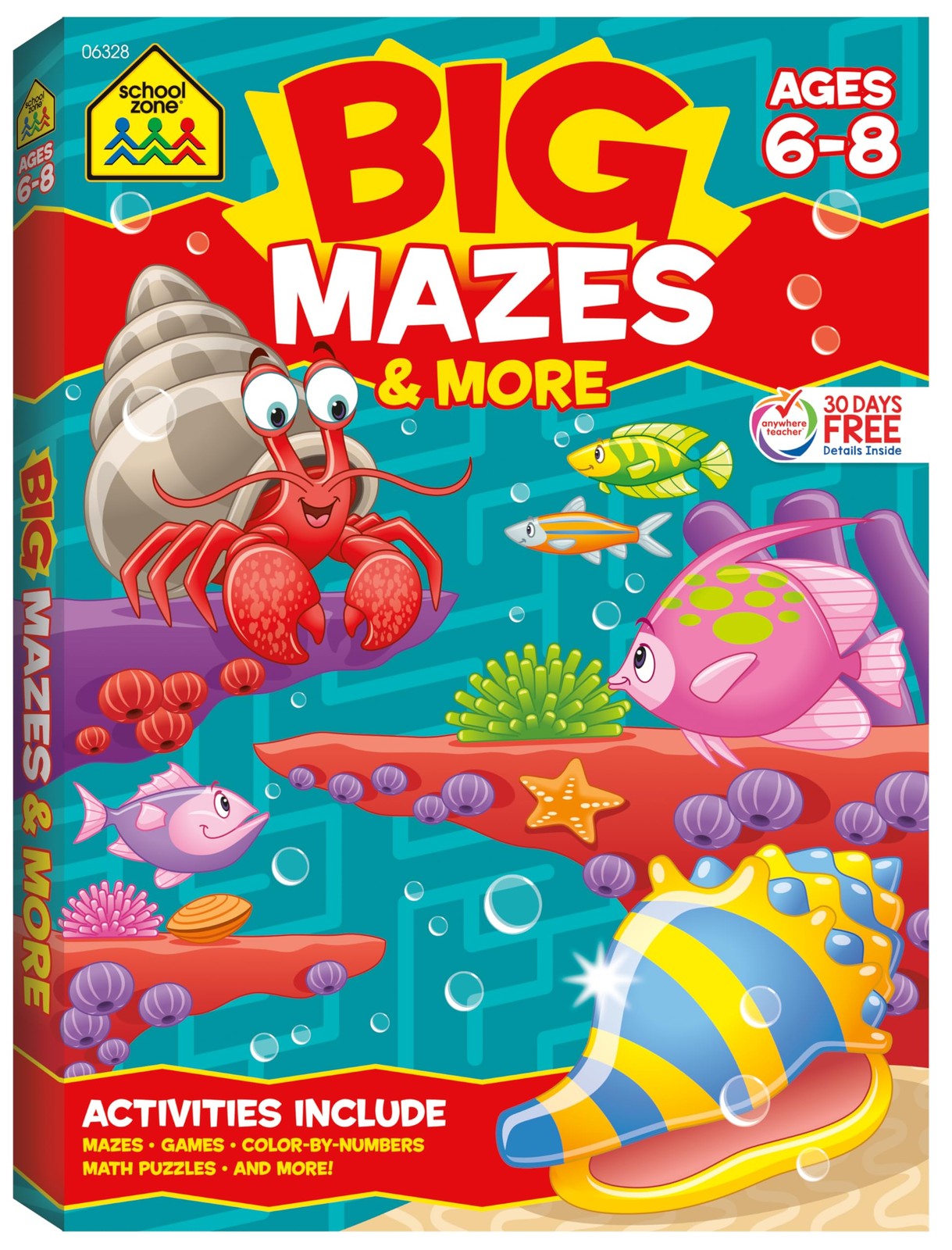 School Zone – Big Mazes & More Workbook – 320 Pages, Ages 6 to 8, 1st Grade,…