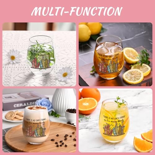 Gifts for Women, Book Lover Wine Glasses 17oz, Gifts for Readers Book Lovers