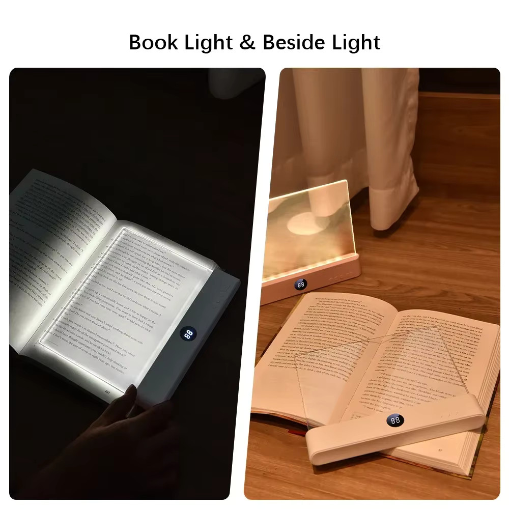 LED Book Light Night Light 2 in 1 USB Rechargeable 3 Color Stepless Dimming