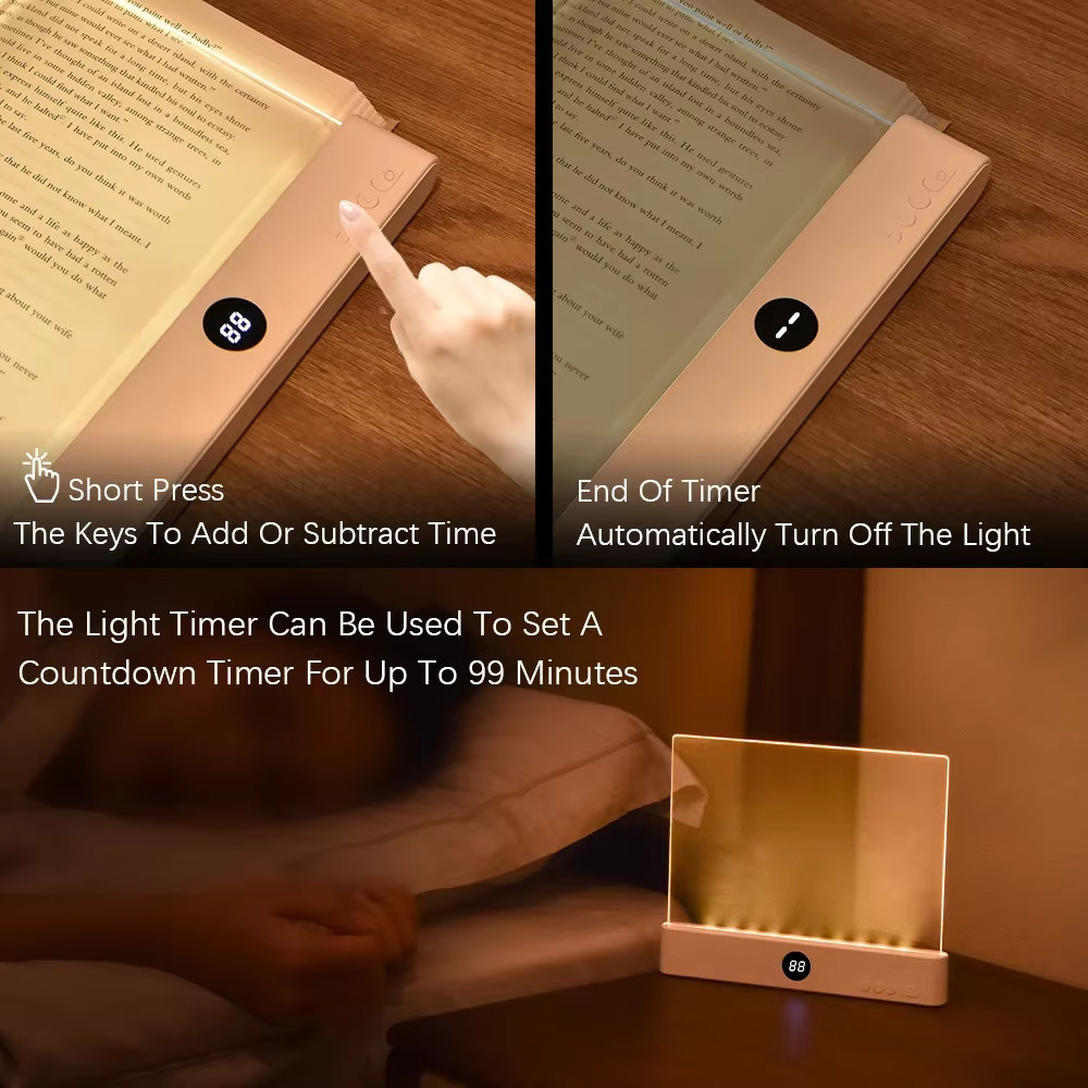 LED Book Light Night Light 2 in 1 USB Rechargeable 3 Color Stepless Dimming
