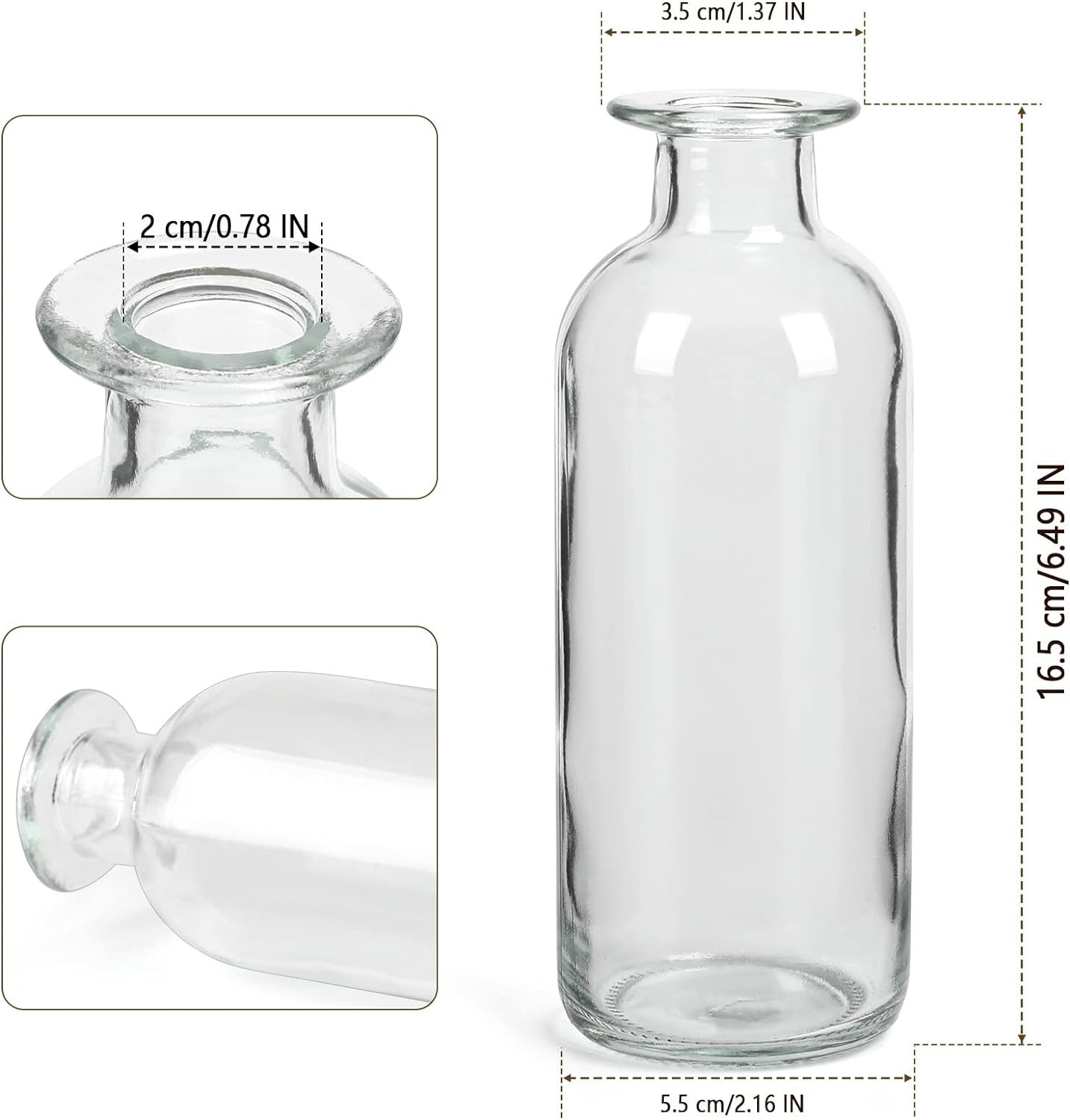 Clear Glass Bud Vase, 20 Pack 8 Oz Living Vases, Small Vases for