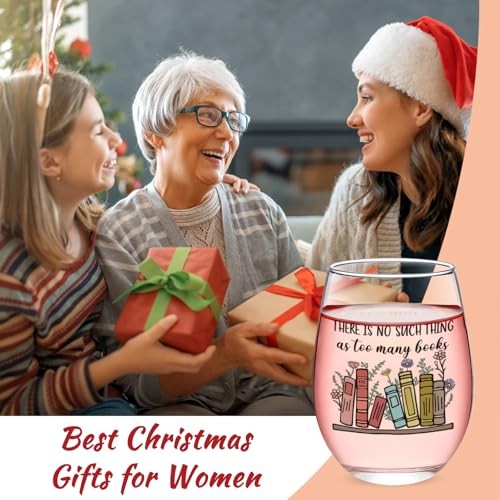 Gifts for Women, Book Lover Wine Glasses 17oz, Gifts for Readers Book Lovers