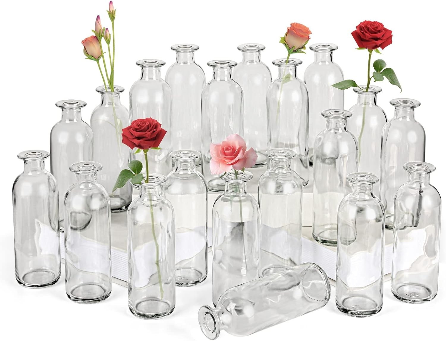 Clear Glass Bud Vase, 20 Pack 8 Oz Living Vases, Small Vases for