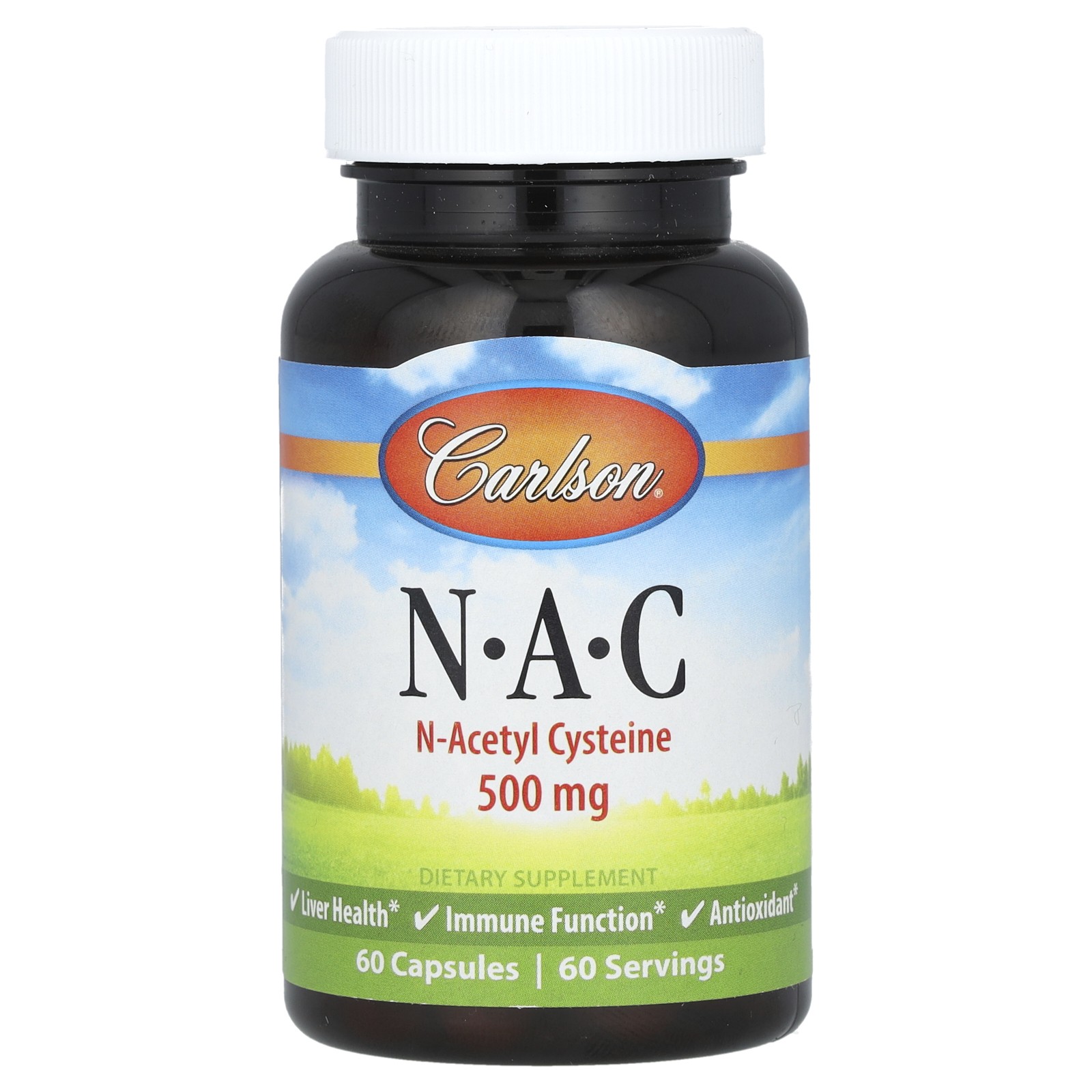 Carlson Labs N-A-C 500 mg 60 Capsules Casein-Free, Milk-Free, Preservative-Free,