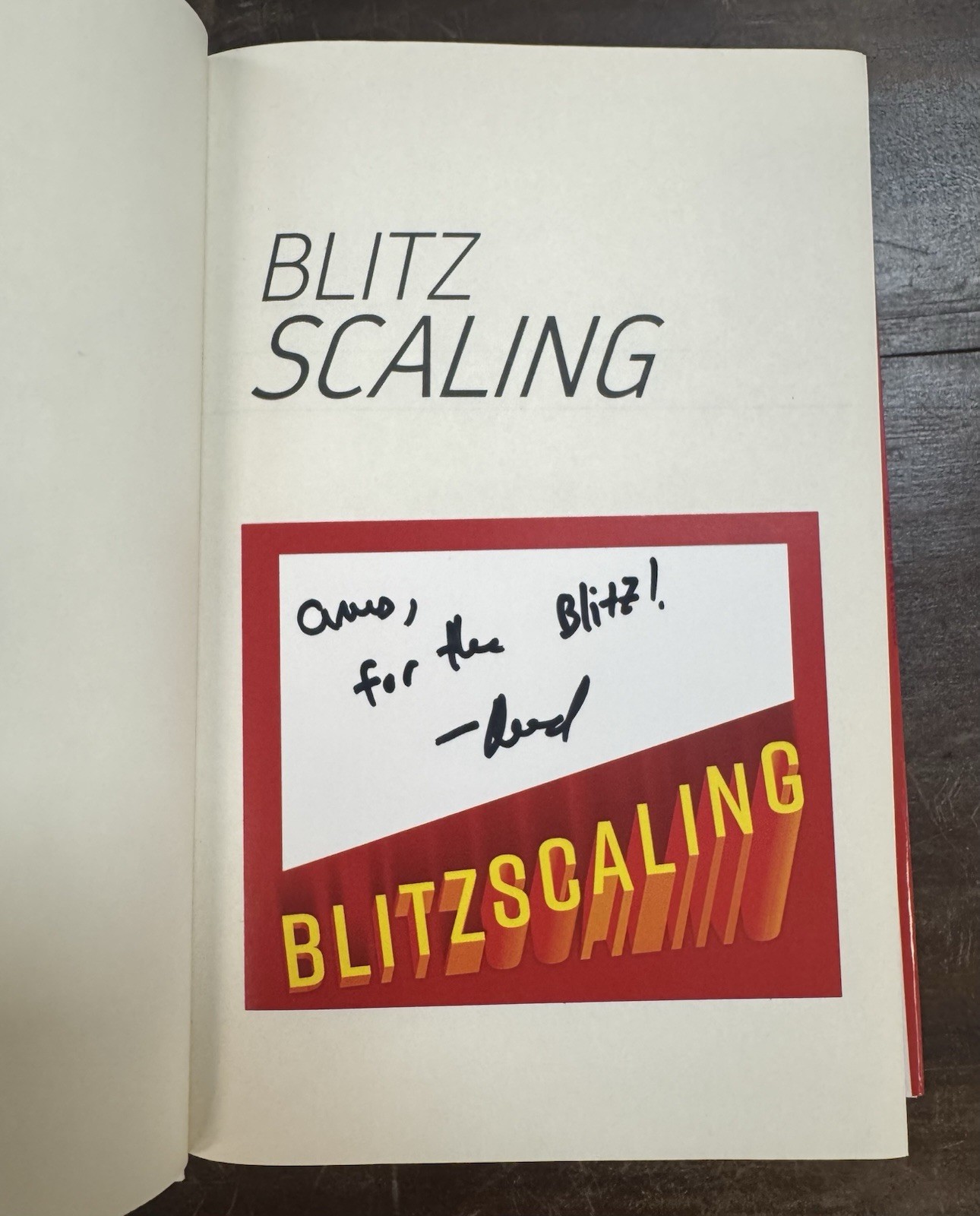Blitzscaling By Reid Hoffman SIGNED First Edition w/ DJ