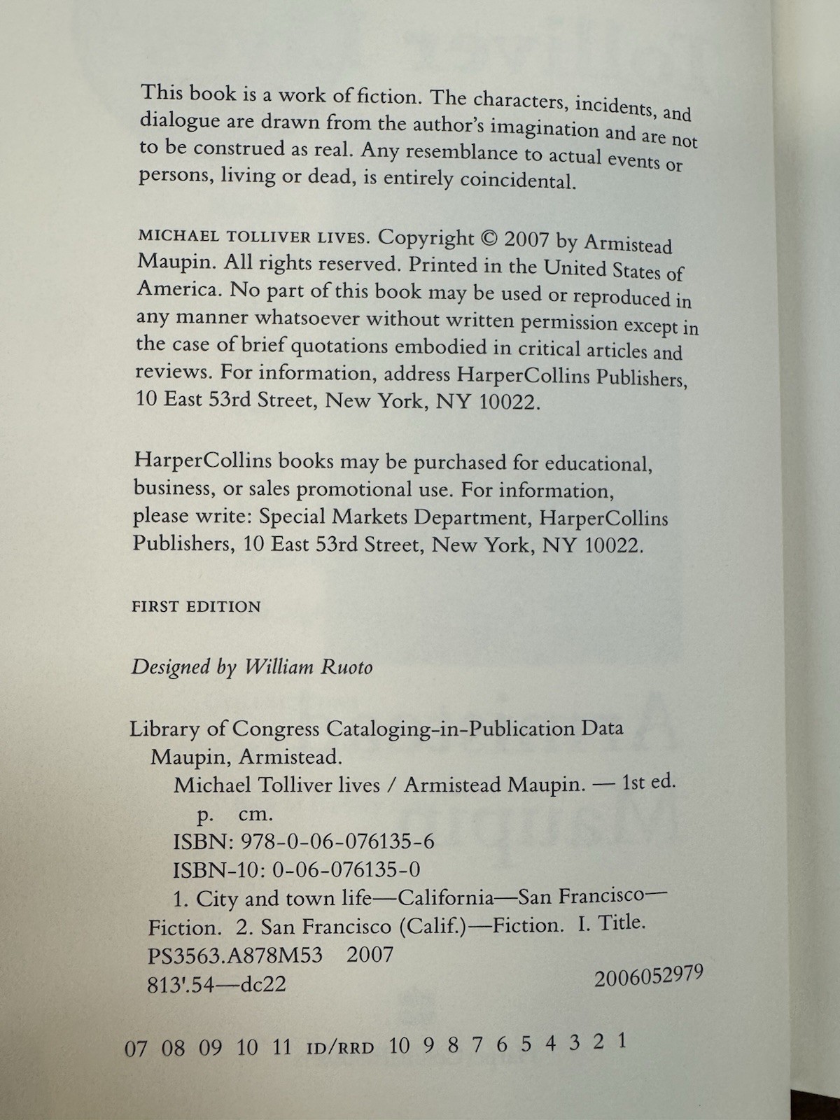 Michael Tolliver Lives By Armistead Maupin SIGNED First Edition w/ DJ