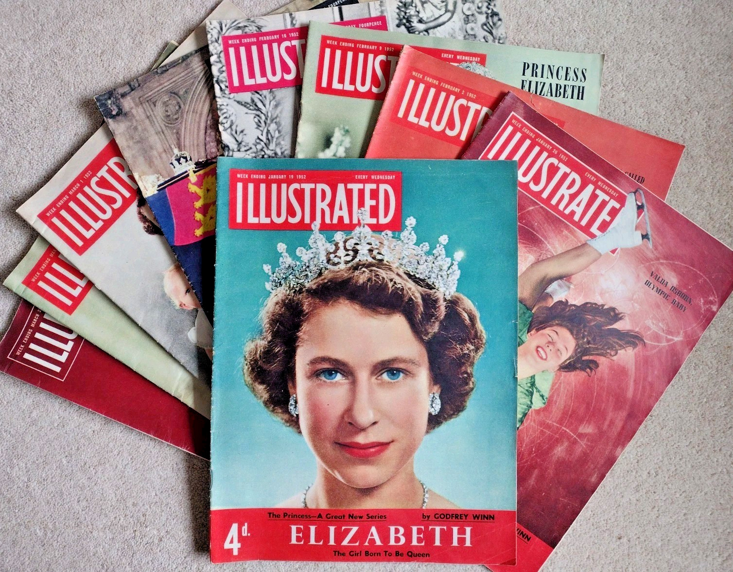 Illustrated magazine Jan-Mar 1952 x9: Elizabeth The Girl Born to be Queen +++