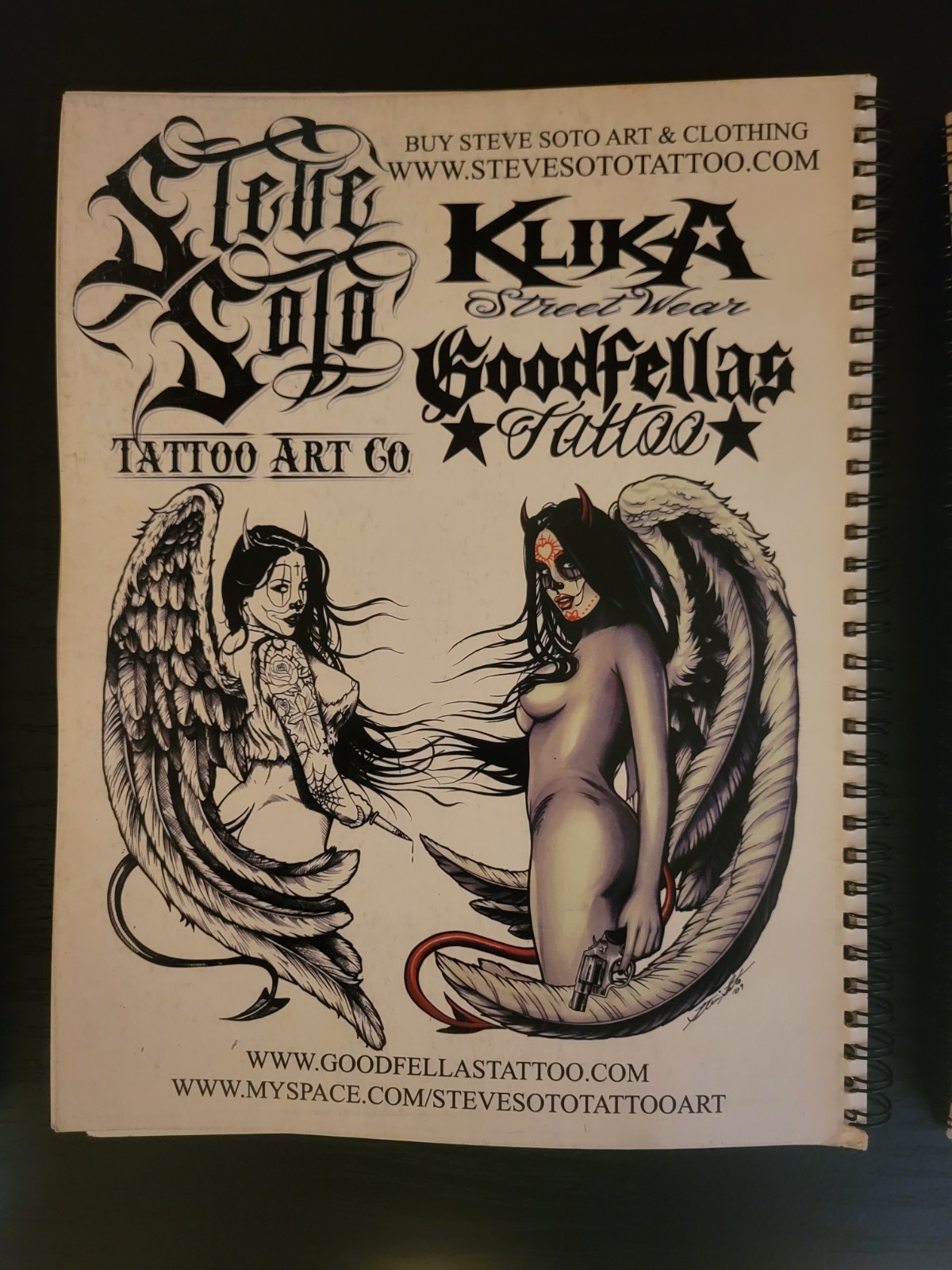 3 RELIGIOUS/MUERTOS SPIRAL BOUND TATTOO SKETCHBOOKS by: STEVE SOTO, 2008-9