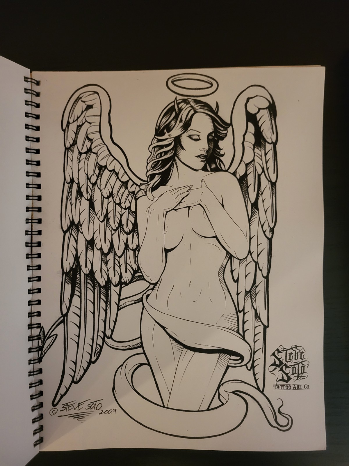 3 RELIGIOUS/MUERTOS SPIRAL BOUND TATTOO SKETCHBOOKS by: STEVE SOTO, 2008-9