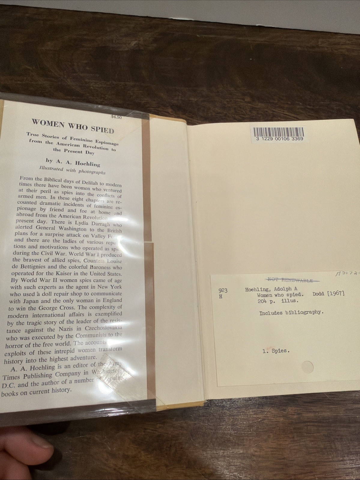 Women Who Spied by A. A. Hoehling 1967 Former Library Hardcover/DJ