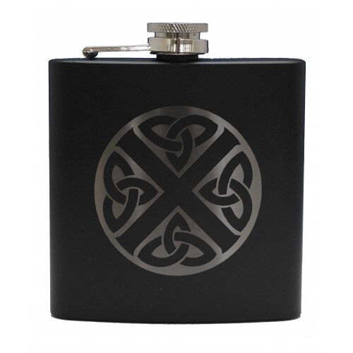 6oz Matt Black Hip Flask in 9 Designs