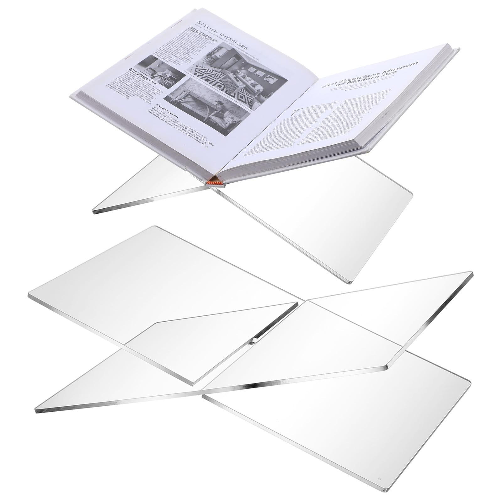 2 Pack Clear Acrylic Book Stand, Large 14.8×9.4×5.6 in & Medium 10.8x7x5.6 in…