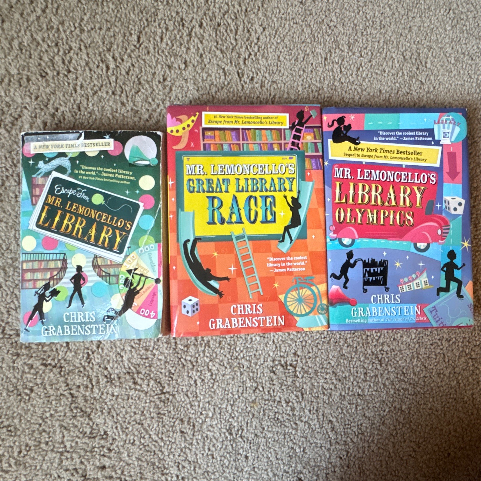 Chris Grabenstein Mr. Lemoncello’s Library Ser. HC,PB 3-Book Lot Ages 9-12