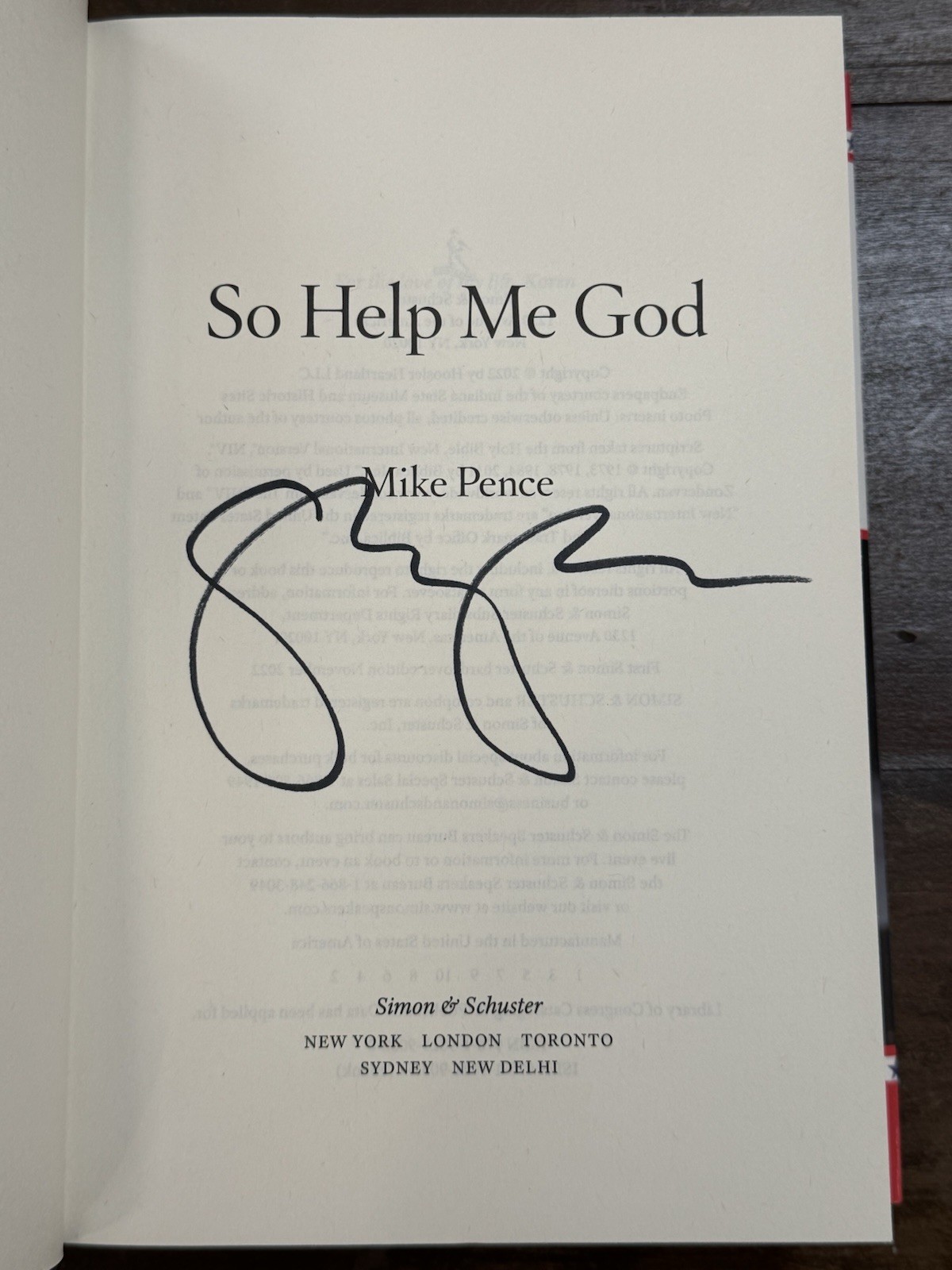 So Help Me God by Mike Pence SIGNED First Edition w/ DJ