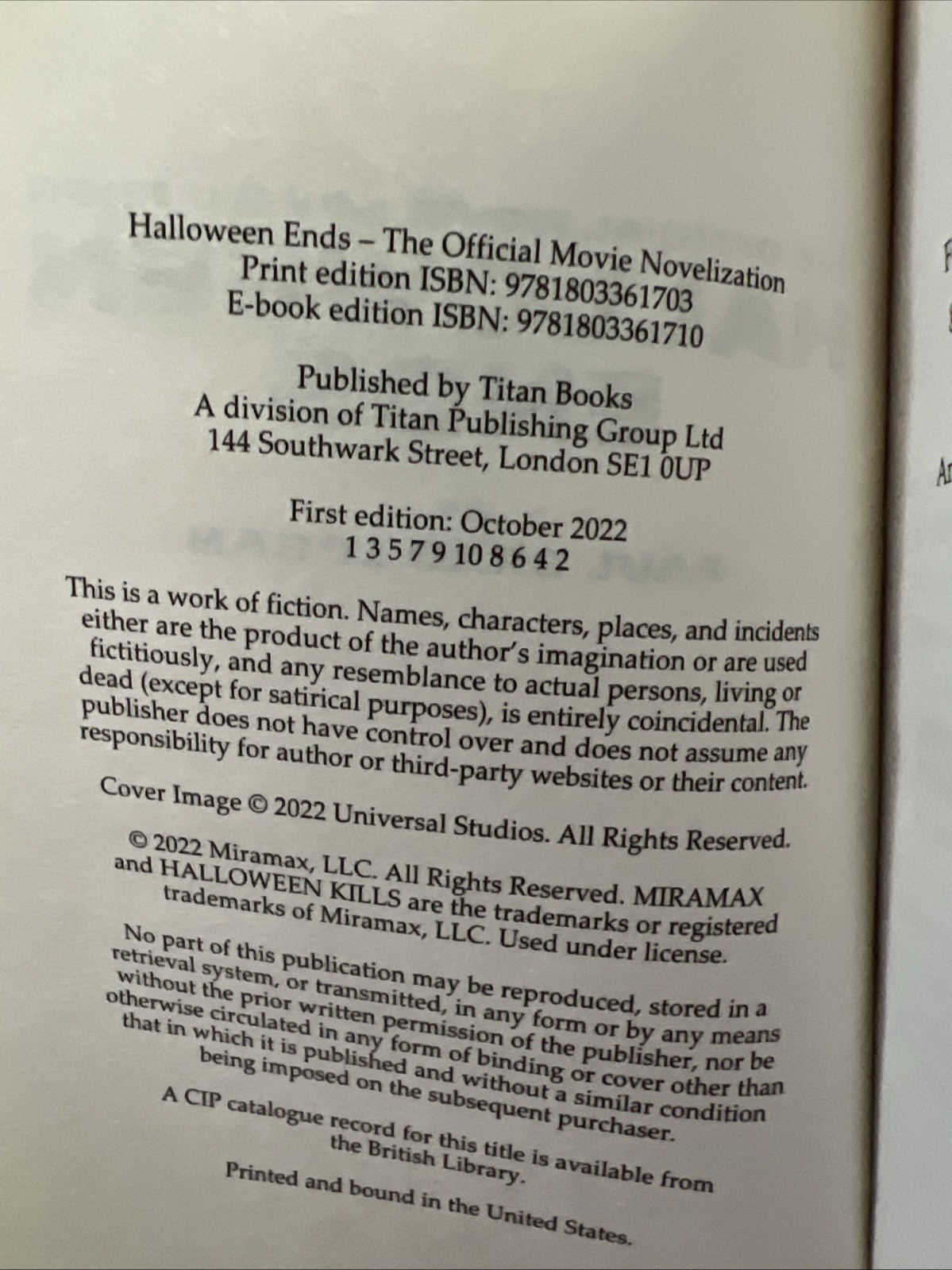 Halloween Ends Official Movie Novelization SC Titan Books 2022 Paul Brad Logan