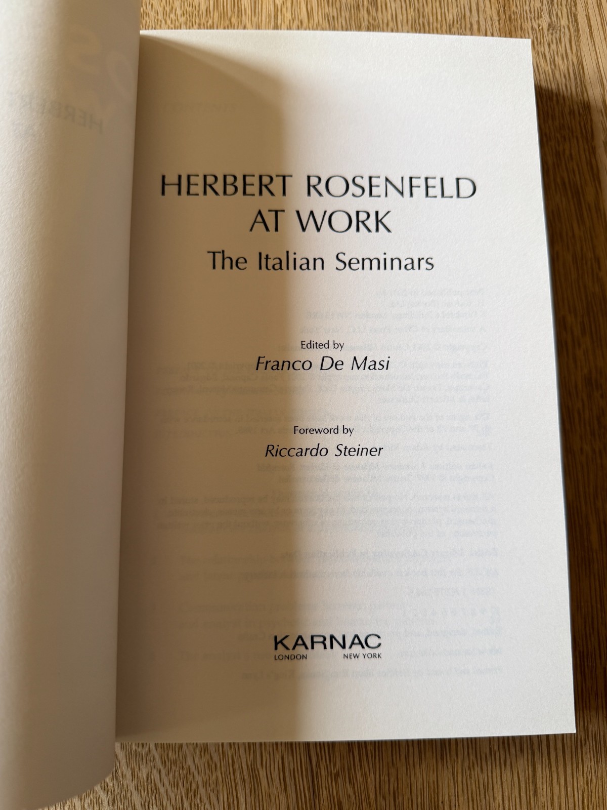 Herbert Rosenfeld at Work : The Italian Seminars – PB/LN