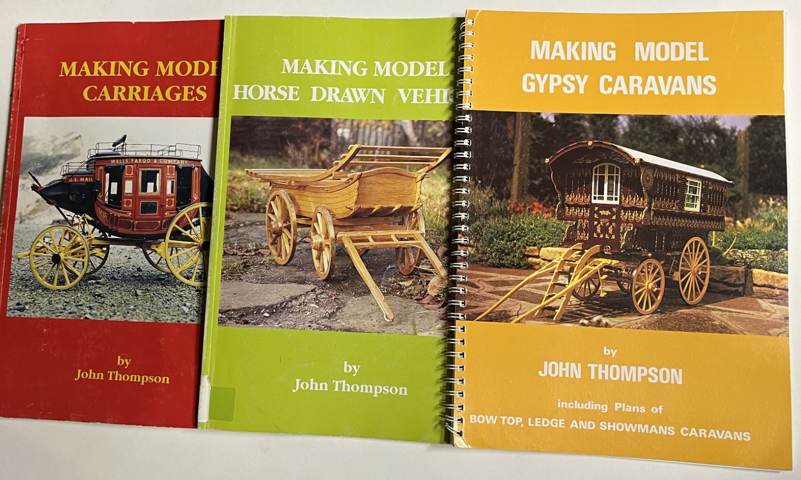 3 Books by John Thompson on Making Model Horse Carriages, Gypsy Caravans, etc