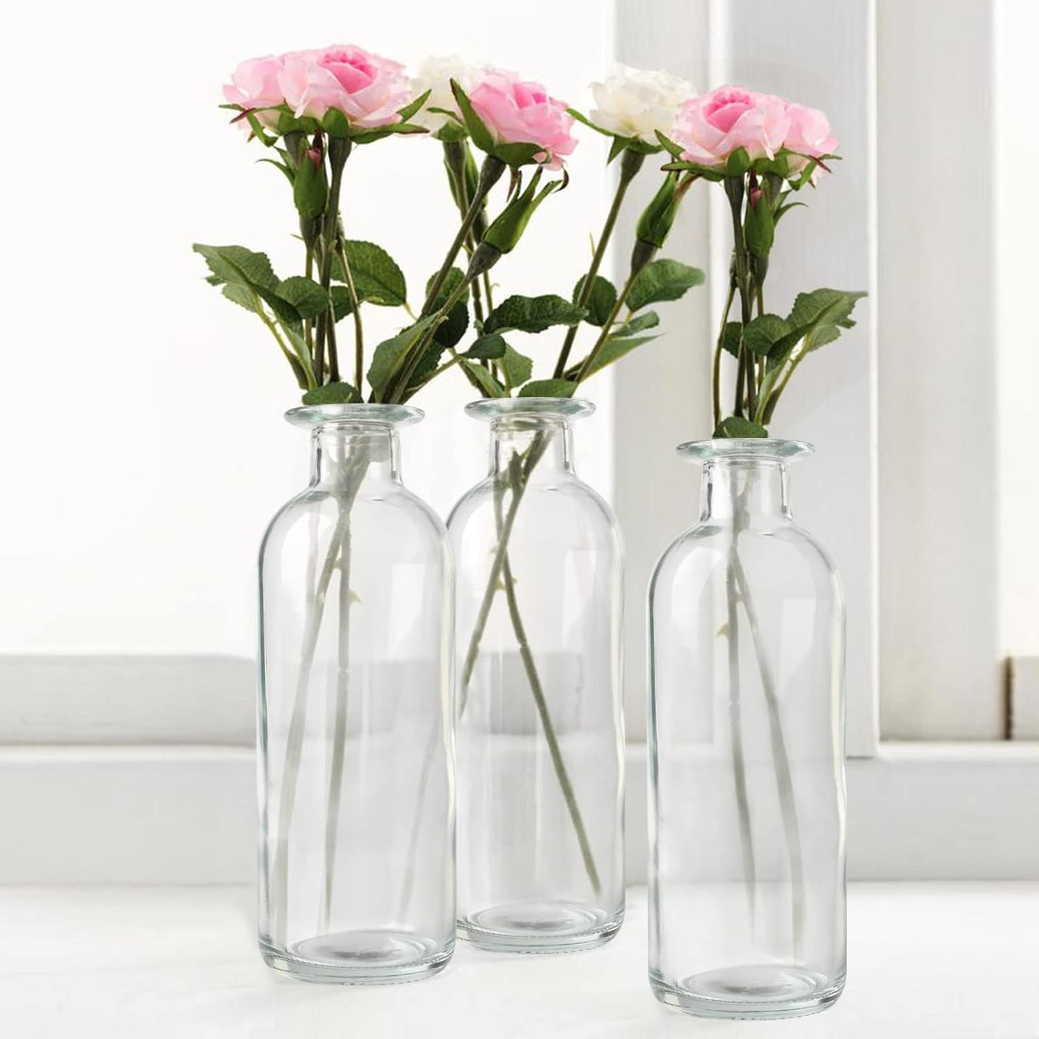 Clear Glass Bud Vase, 20 Pack 8 Oz Living Vases, Small Vases for