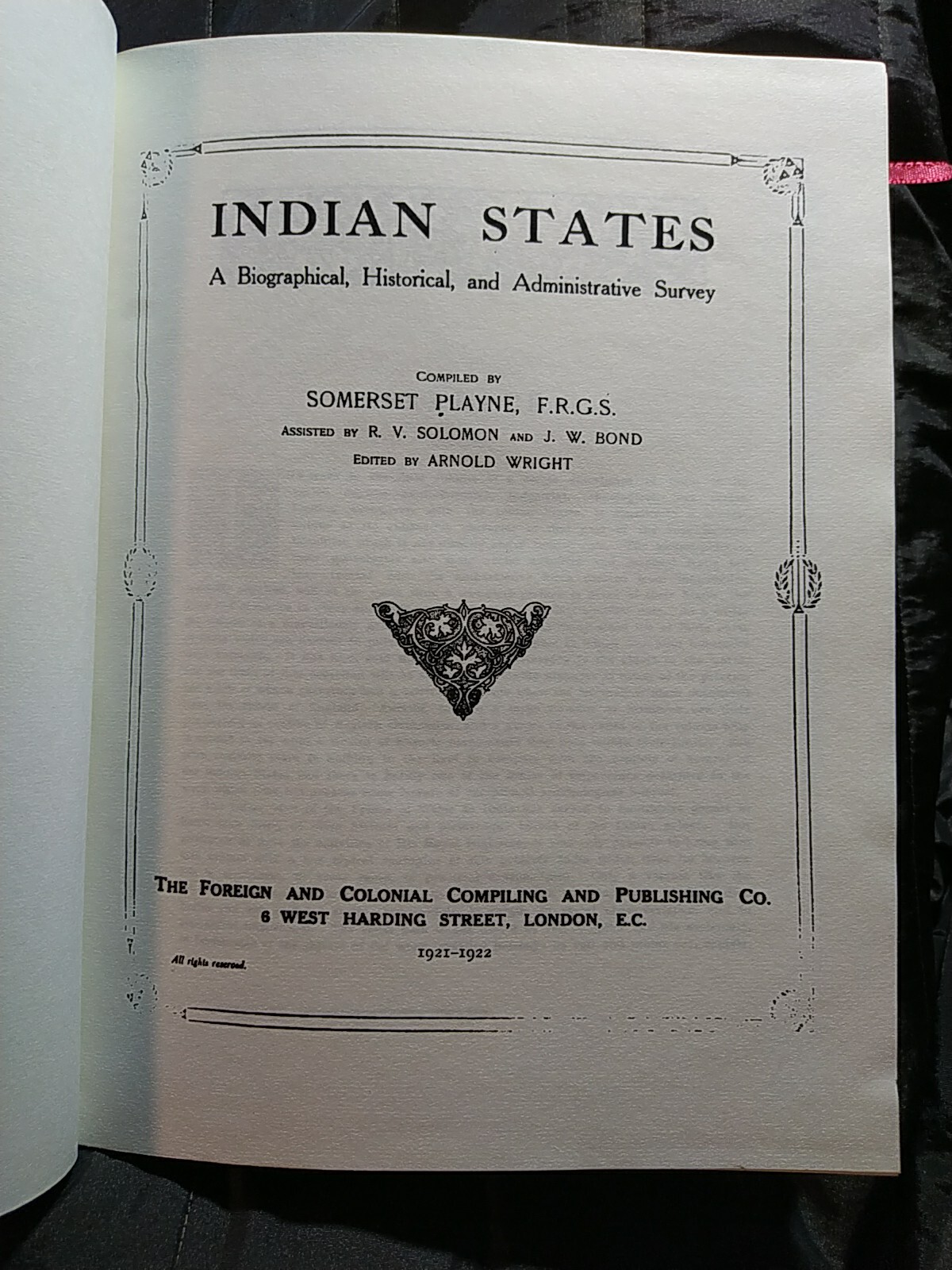 HISTORY SOUTH ASIA INDIAN STATES BIOGRAPHICAL HISTORICAL ADMINISTRATIVE SURVEY