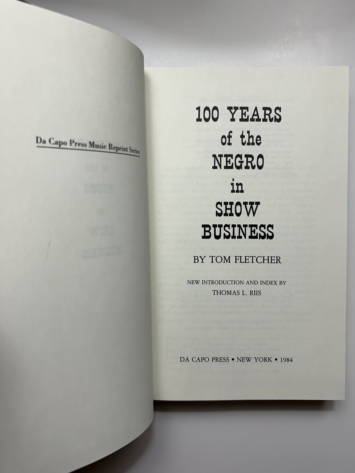 100 Years Of The Negro In Show Business, Tom Fletcher – 1984 Hard Cover, Da Capo